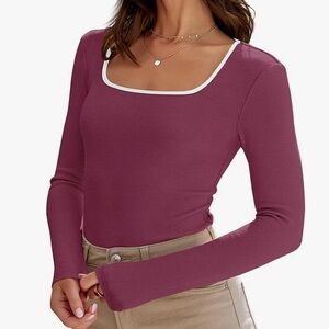 Plum Square Neck Long Sleeve